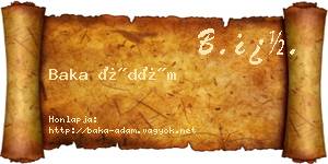 Baka Ádám névjegykártya