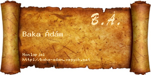 Baka Ádám névjegykártya